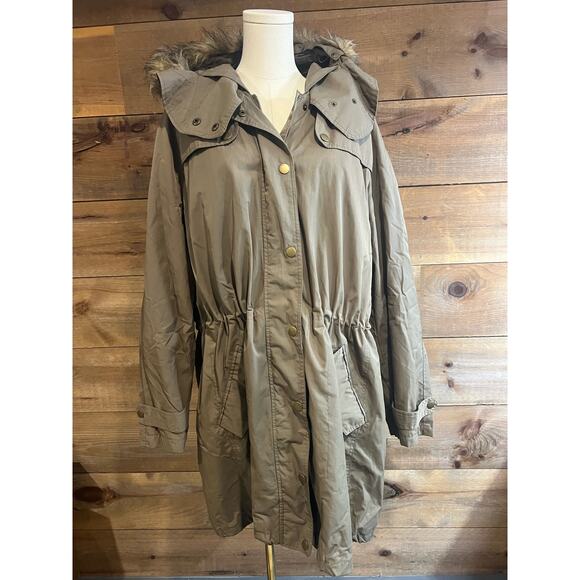 Jessica London Jackets & Blazers - Jessica London Sporty Anorak Parka Jacket Faux Fur‎ Trim Womans Size 24
